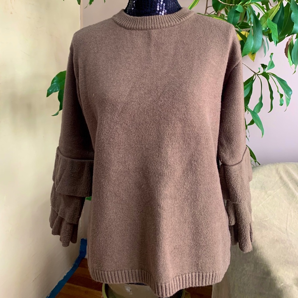 Olive Ruffled Sweater From Haute Rogue